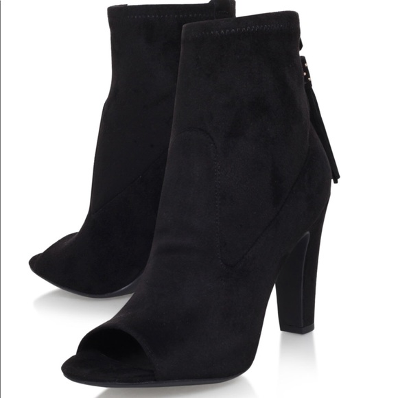 NEW VINCE CAMUTO CALISSA SUEDE BLACK PEEPTOE BOOT - Picture 3 of 7